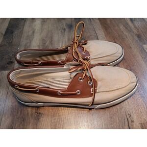 Polo Ralph Lauren Lander Coated Canvas‎ Brown  Boat Shoes Men's Size 13 D